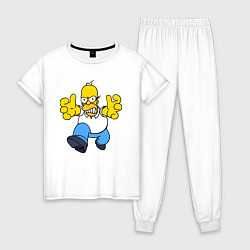 Пижама хлопковая женская Сердитый Гомер Симпсон - крутой чувак, цвет: белый