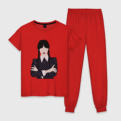 Пижама хлопковая женская Wednesday Аддамс, цвет: красный