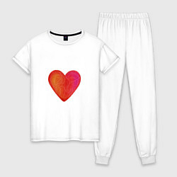 Пижама хлопковая женская Красное Сердце любовь, цвет: белый