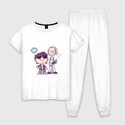 Пижама хлопковая женская Док и Марти, цвет: белый