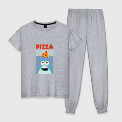 Пижама хлопковая женская Pizza jaws, цвет: меланж
