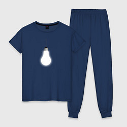 Пижама хлопковая женская Лампочка на цепочке, цвет: тёмно-синий