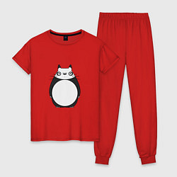 Пижама хлопковая женская Панда Тоторо, цвет: красный