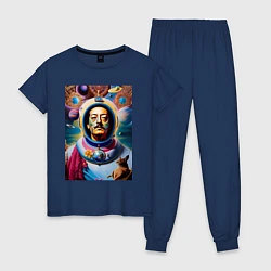 Пижама хлопковая женская Космонавт Сальвадор Дали, цвет: тёмно-синий