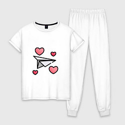 Женская пижама Бумажный самолетик - сердца