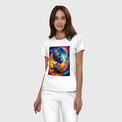 Пижама хлопковая женская Salvador Dali - space portrait - neural network, цвет: белый — фото 2