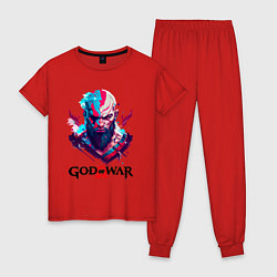 Пижама хлопковая женская God of War, Kratos, цвет: красный