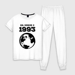 Пижама хлопковая женская На Земле с 1993 с земным шаром, цвет: белый