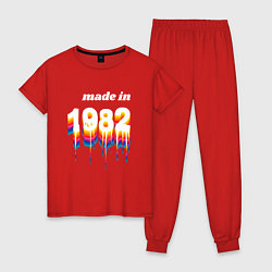 Пижама хлопковая женская Made in 1982 liquid art, цвет: красный