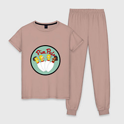 Пижама хлопковая женская Simpsons bowling, цвет: пыльно-розовый