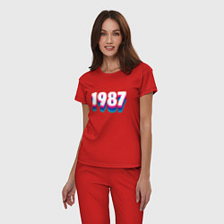 Пижама хлопковая женская Made in 1987 vintage art, цвет: красный — фото 2