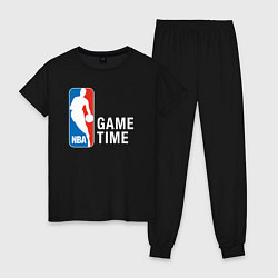 Пижама хлопковая женская Game time, цвет: черный