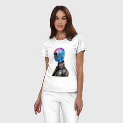 Пижама хлопковая женская Alien - neural network, цвет: белый — фото 2