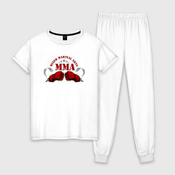 Пижама хлопковая женская Смешанные бои MMA, цвет: белый