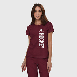 Пижама хлопковая женская Hockey, цвет: меланж-бордовый — фото 2