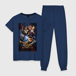 Пижама хлопковая женская Baldurs Gate 3 art, цвет: тёмно-синий