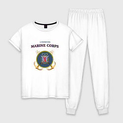 Пижама хлопковая женская Корпус морской пехоты княжества Люксембург, цвет: белый