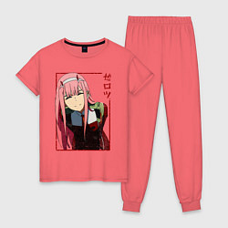 Пижама хлопковая женская Zero Two anime girl, цвет: коралловый