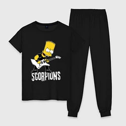 Пижама хлопковая женская Scorpions Барт Симпсон рокер, цвет: черный