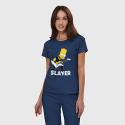 Пижама хлопковая женская Slayer Барт Симпсон рокер, цвет: тёмно-синий — фото 2