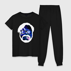 Пижама хлопковая женская Космический Миядзаки, цвет: черный