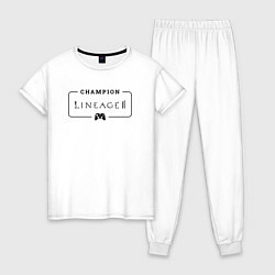 Пижама хлопковая женская Lineage 2 gaming champion: рамка с лого и джойстик, цвет: белый