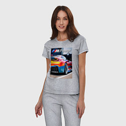 Пижама хлопковая женская BMW M Power - motorsport, цвет: меланж — фото 2
