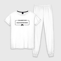 Пижама хлопковая женская Counter Strike 2 gaming champion: рамка с лого и д, цвет: белый