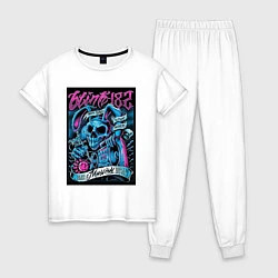 Пижама хлопковая женская Blink 182 рок группа, цвет: белый