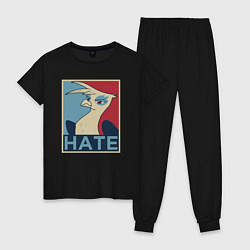 Пижама хлопковая женская Hate bird, цвет: черный