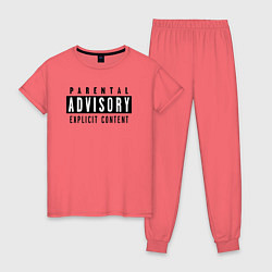 Пижама хлопковая женская Parental advisory, цвет: коралловый