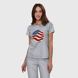 Пижама хлопковая женская Flag USA, цвет: меланж — фото 2