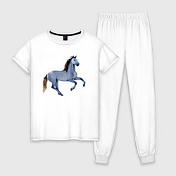 Пижама хлопковая женская Андалузская лошадь, цвет: белый