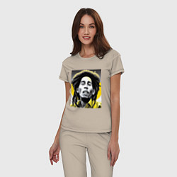 Пижама хлопковая женская Bob Marley Digital Art, цвет: миндальный — фото 2