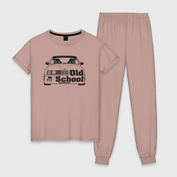 Пижама хлопковая женская BMW old school, цвет: пыльно-розовый