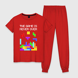 Пижама хлопковая женская Tetris - the game is never over, цвет: красный