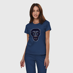 Пижама хлопковая женская Синий разгневанный обезьян, цвет: тёмно-синий — фото 2
