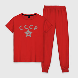 Пижама хлопковая женская СССР grey, цвет: красный