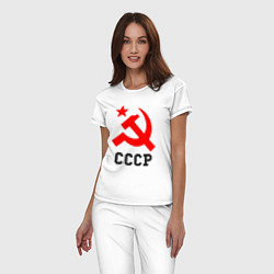 Пижама хлопковая женская СССР стиль, цвет: белый — фото 2