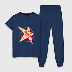 Пижама хлопковая женская Звездная спираль, цвет: тёмно-синий