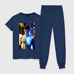 Пижама хлопковая женская Cool neon dude, цвет: тёмно-синий