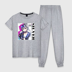 Пижама хлопковая женская Sweet Silver Wolf, цвет: меланж