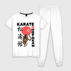 Пижама хлопковая женская Карате шотокан, цвет: белый