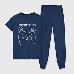Пижама хлопковая женская Architects rock cat, цвет: тёмно-синий