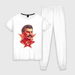 Пижама хлопковая женская Граффити Сталин, цвет: белый