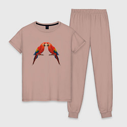 Женская пижама Пара красных попугаев