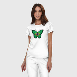 Пижама хлопковая женская Бразилия бабочка, цвет: белый — фото 2