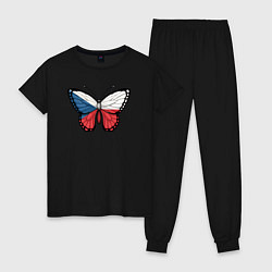 Пижама хлопковая женская Чехия бабочка, цвет: черный