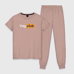 Пижама хлопковая женская Vag club, цвет: пыльно-розовый