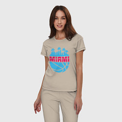Пижама хлопковая женская Miami city, цвет: миндальный — фото 2